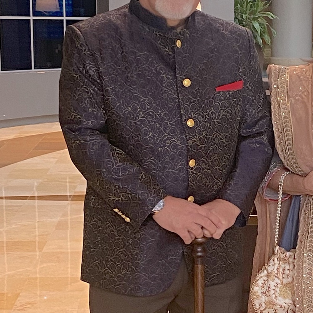 Nehru Jacket Plum and Gold  XL